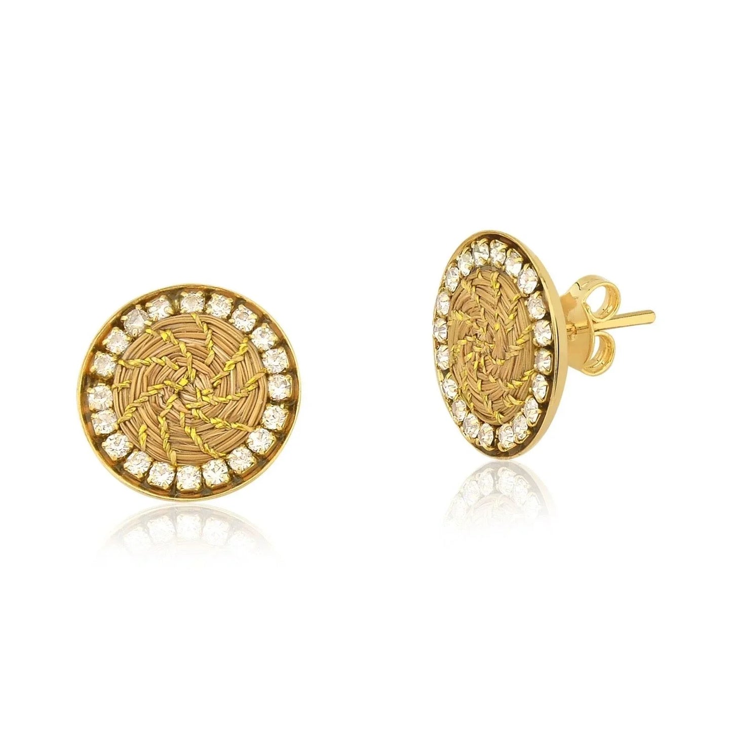 Golden Grass Zirconia Stud Earrings - Lachesis London
