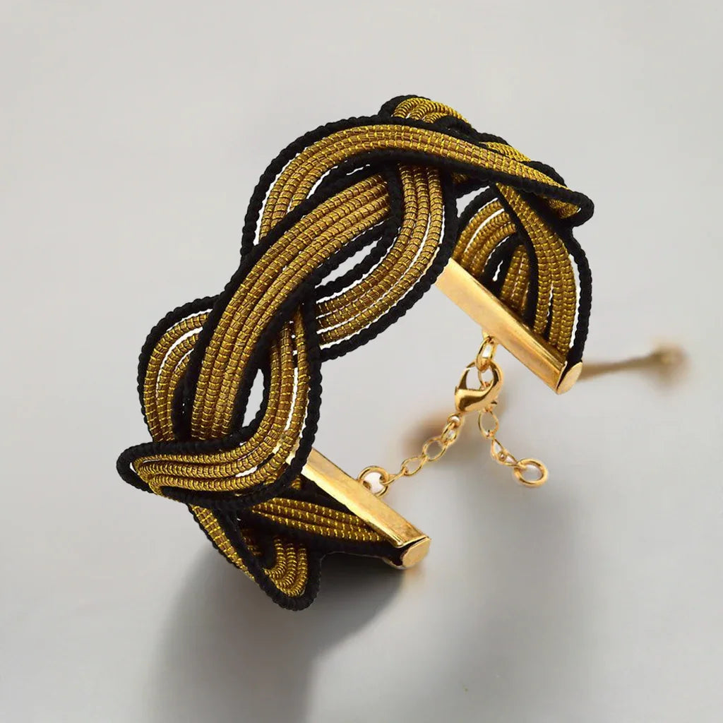 Golden Grass Black Thread Intertwined Bracelet