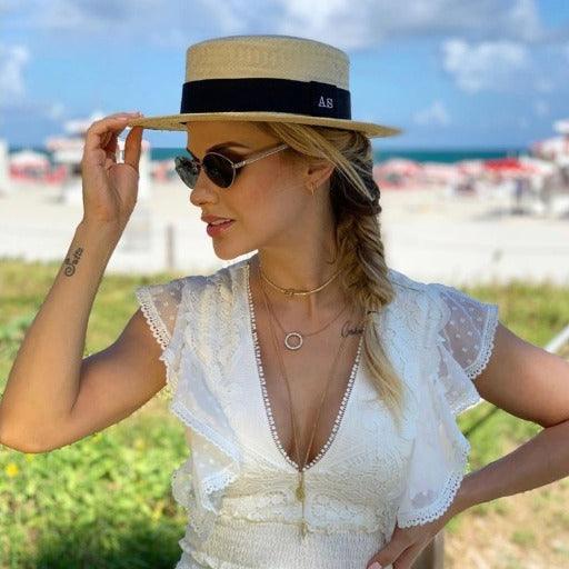 Lachesis by Malu Pires Boater Carnaúba Straw Hat - Medium Brim - Lachesis London
