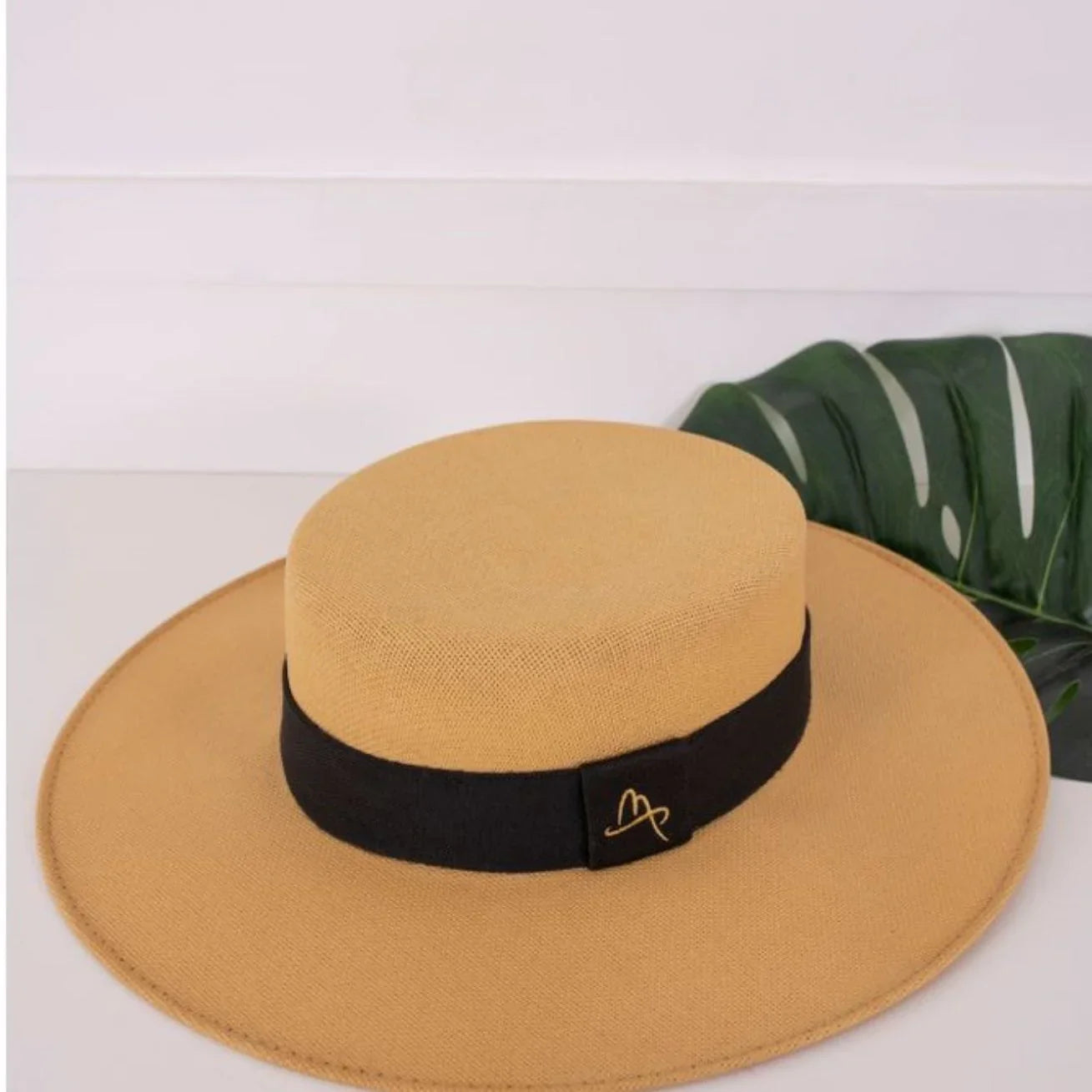 Lachesis by Malu Pires Boater Style Beige Hat - Large Brim - Lachesis London