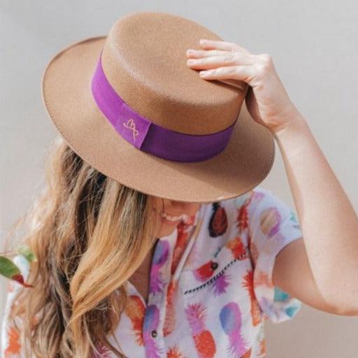 Lachesis by Malu Pires Boater Style Brown Hat - Medium Brim - Lachesis London