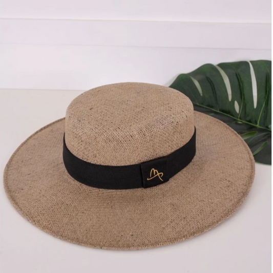 Lachesis by Malu Pires Boater Style Jute Hat - Large Brim - Lachesis London