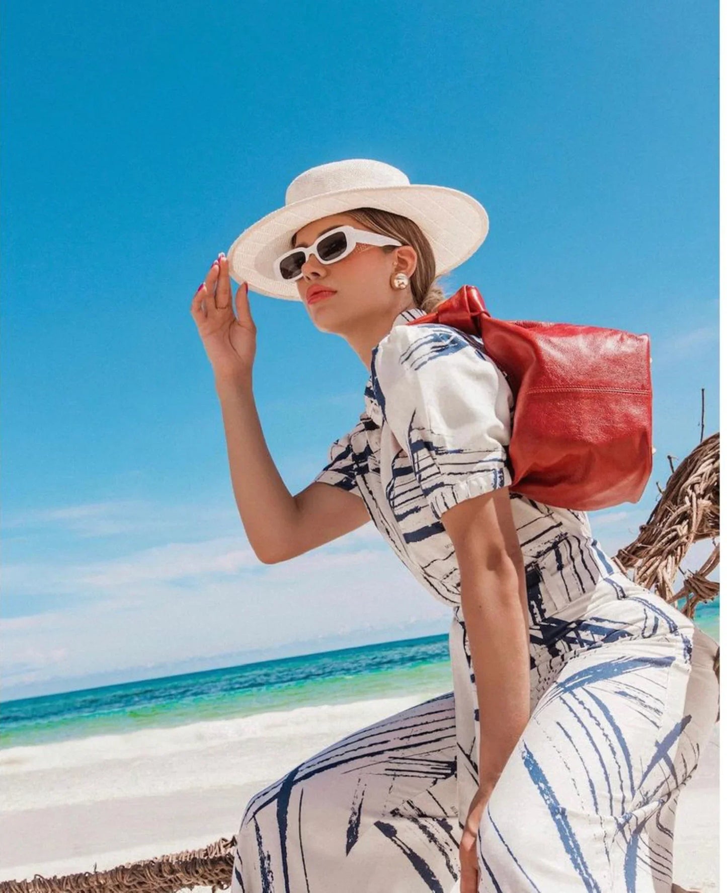 Lachesis by Malu Pires Boater Style Off White Hat - Large Brim - Lachesis London