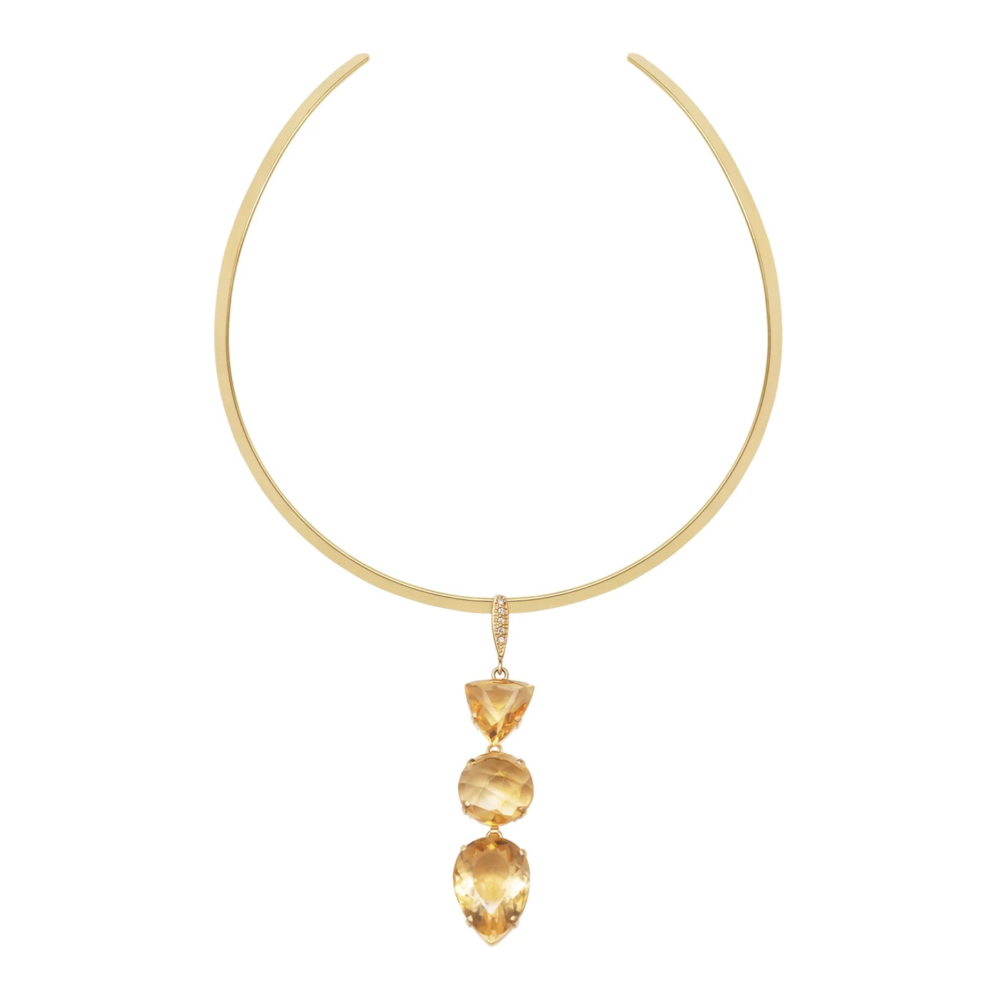 Lachesis Citrine Triad Gold Torque Necklace - Cinque - Lachesis London