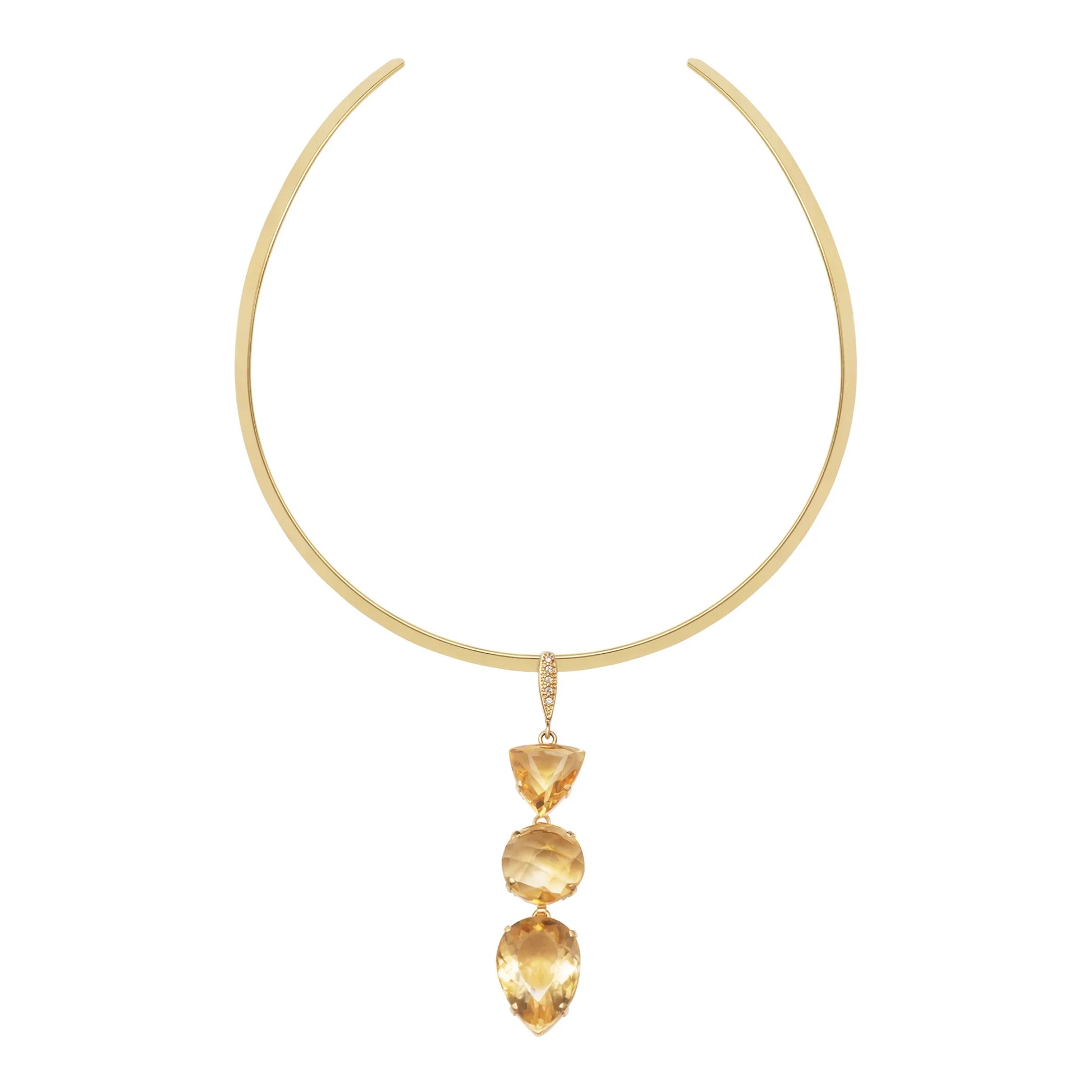 Lachesis Citrine Triad Gold Torque Necklace - Cinque - Lachesis London