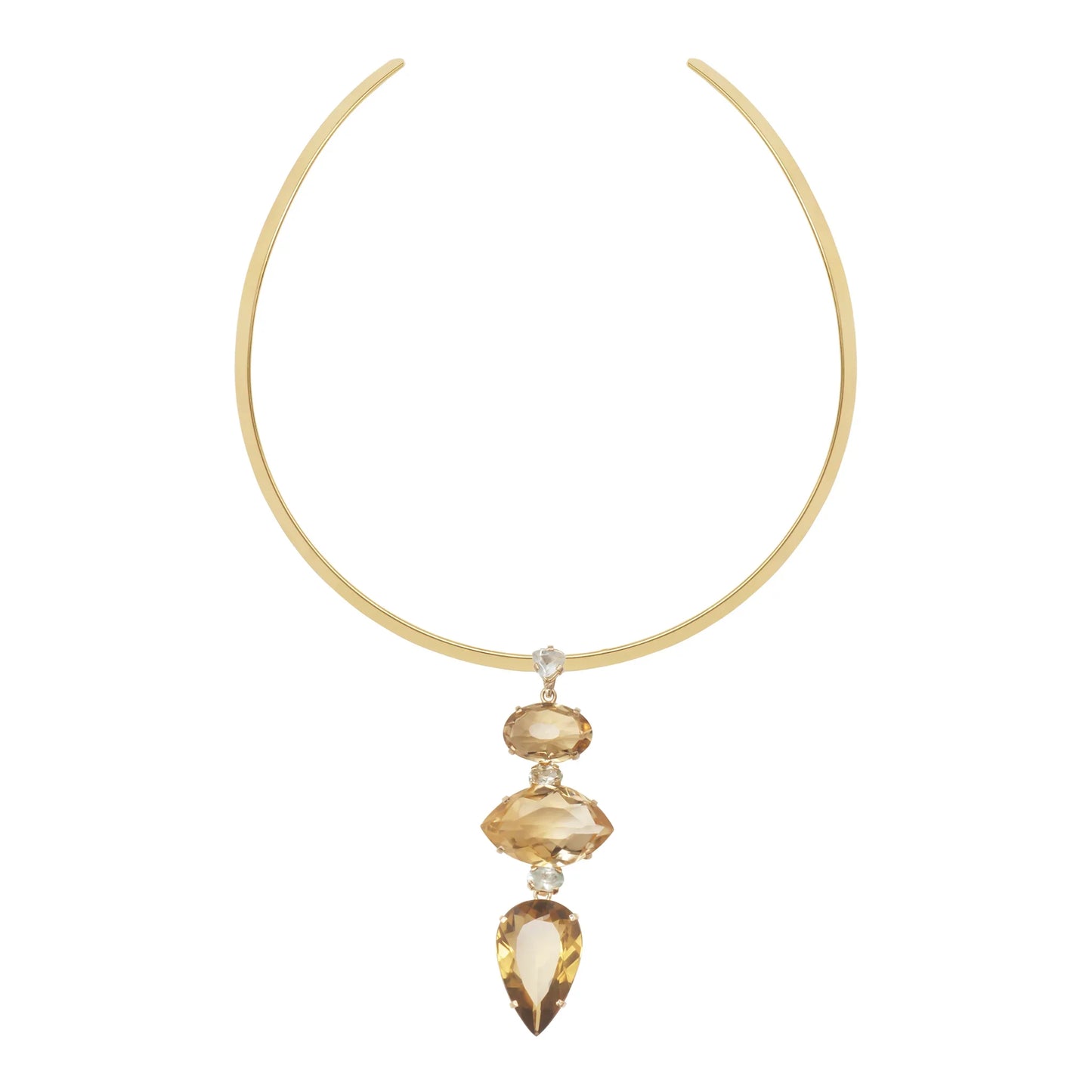 Lachesis Citrine Triad Gold Torque Necklace - Due - Lachesis London