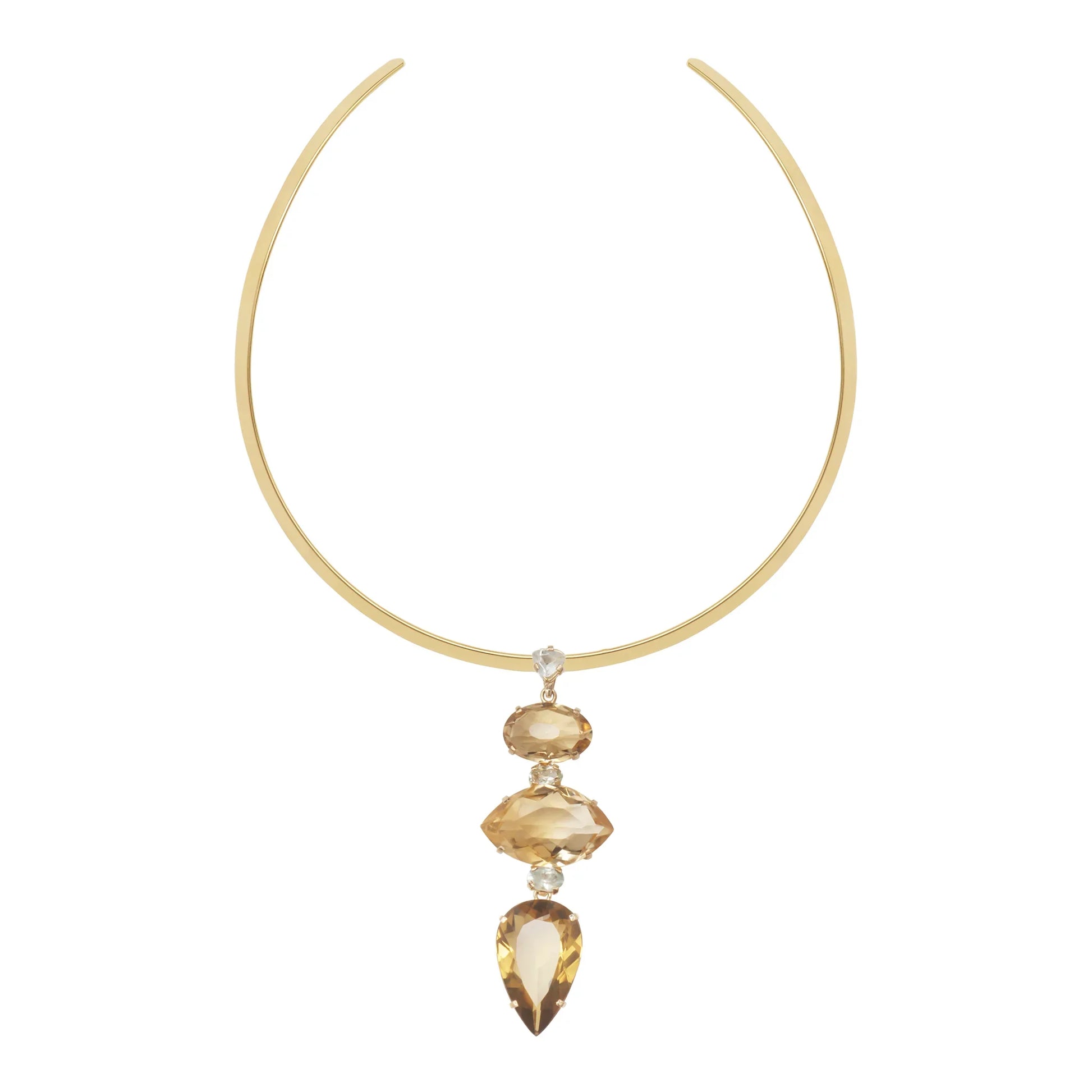 Lachesis Citrine Triad Gold Torque Necklace - Due - Lachesis London