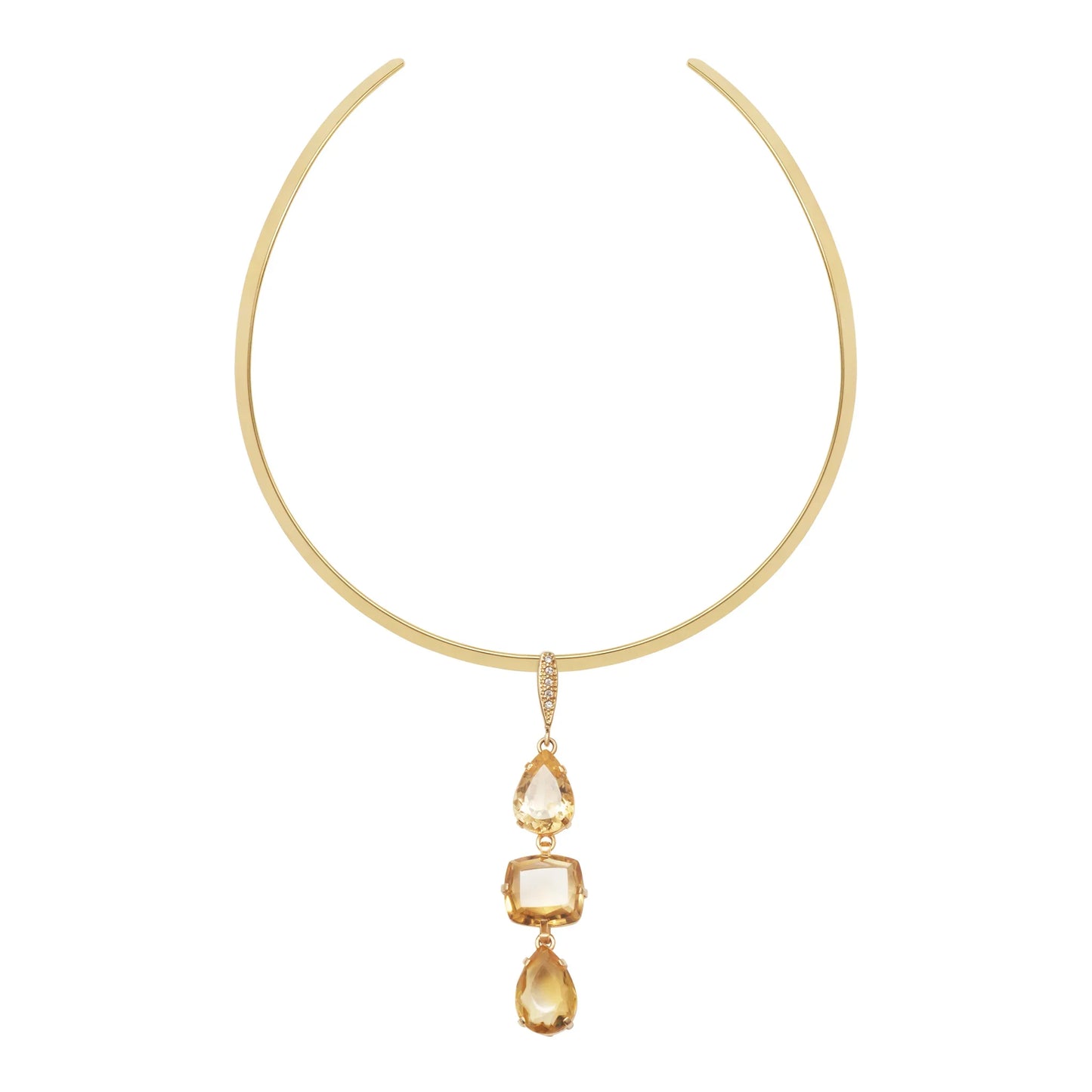 Lachesis Citrine Triad Gold Torque Necklace - Quattro - Lachesis London