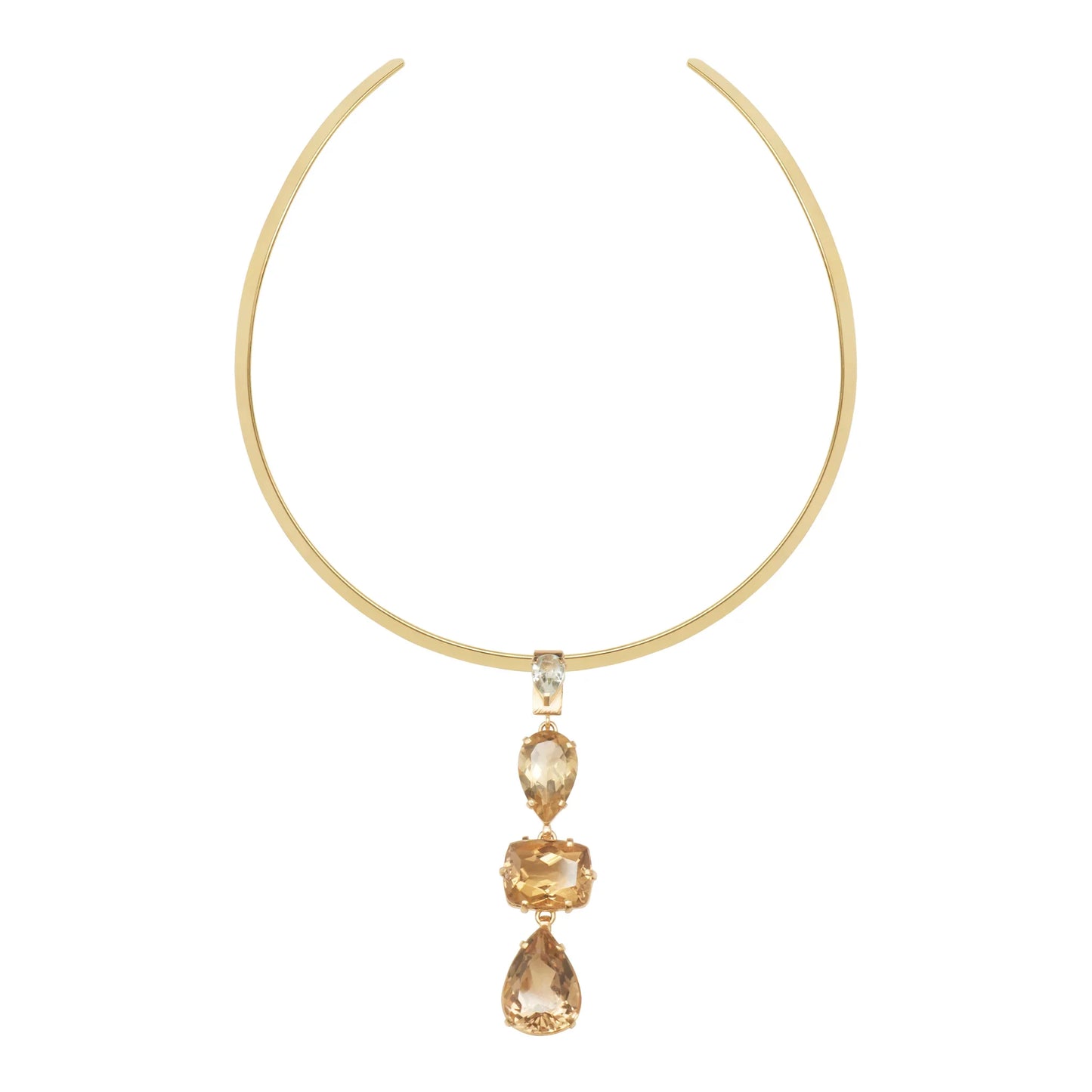 Lachesis Citrine Triad Gold Torque Necklace - Tre - Lachesis London