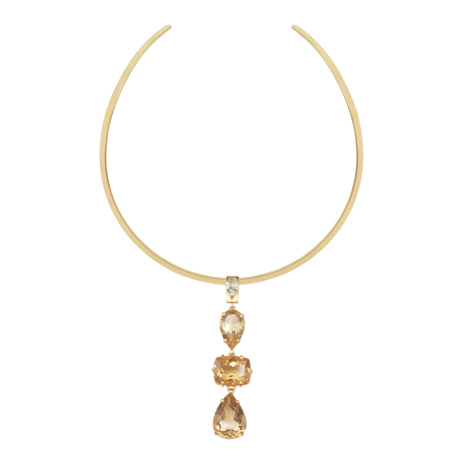 Lachesis Citrine Triad Gold Torque Necklace - Tre - Lachesis London
