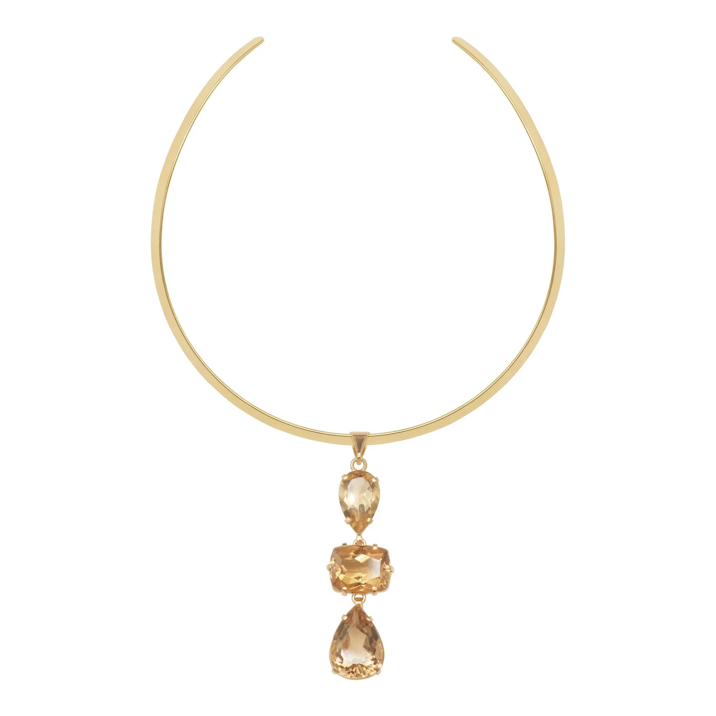 Lachesis Citrine Triad Gold Torque Necklace - Tre - Lachesis London