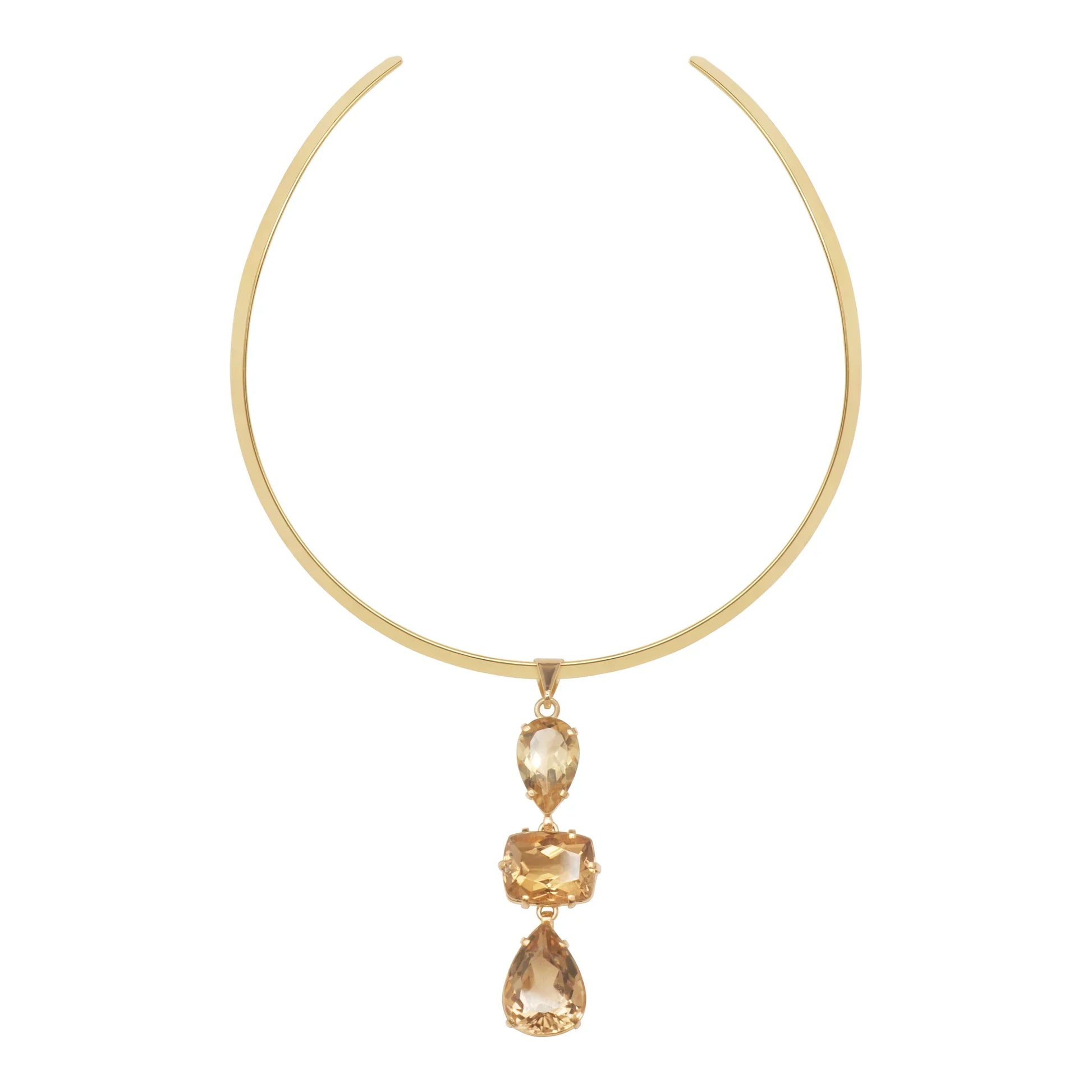 Lachesis Citrine Triad Gold Torque Necklace - Tre - Lachesis London