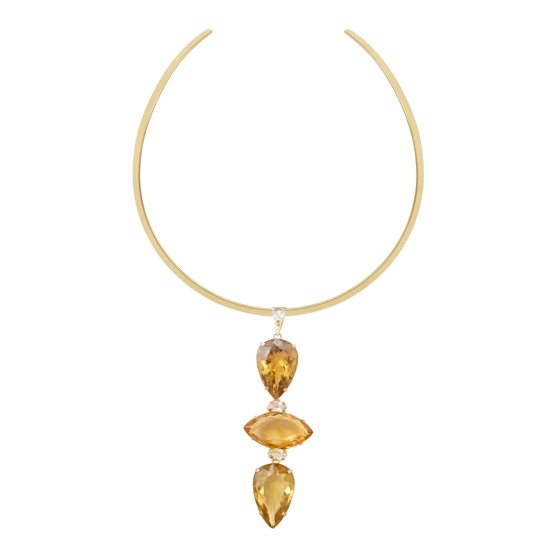 Lachesis Citrine Triad Gold Torque Necklace - Uno - Lachesis London