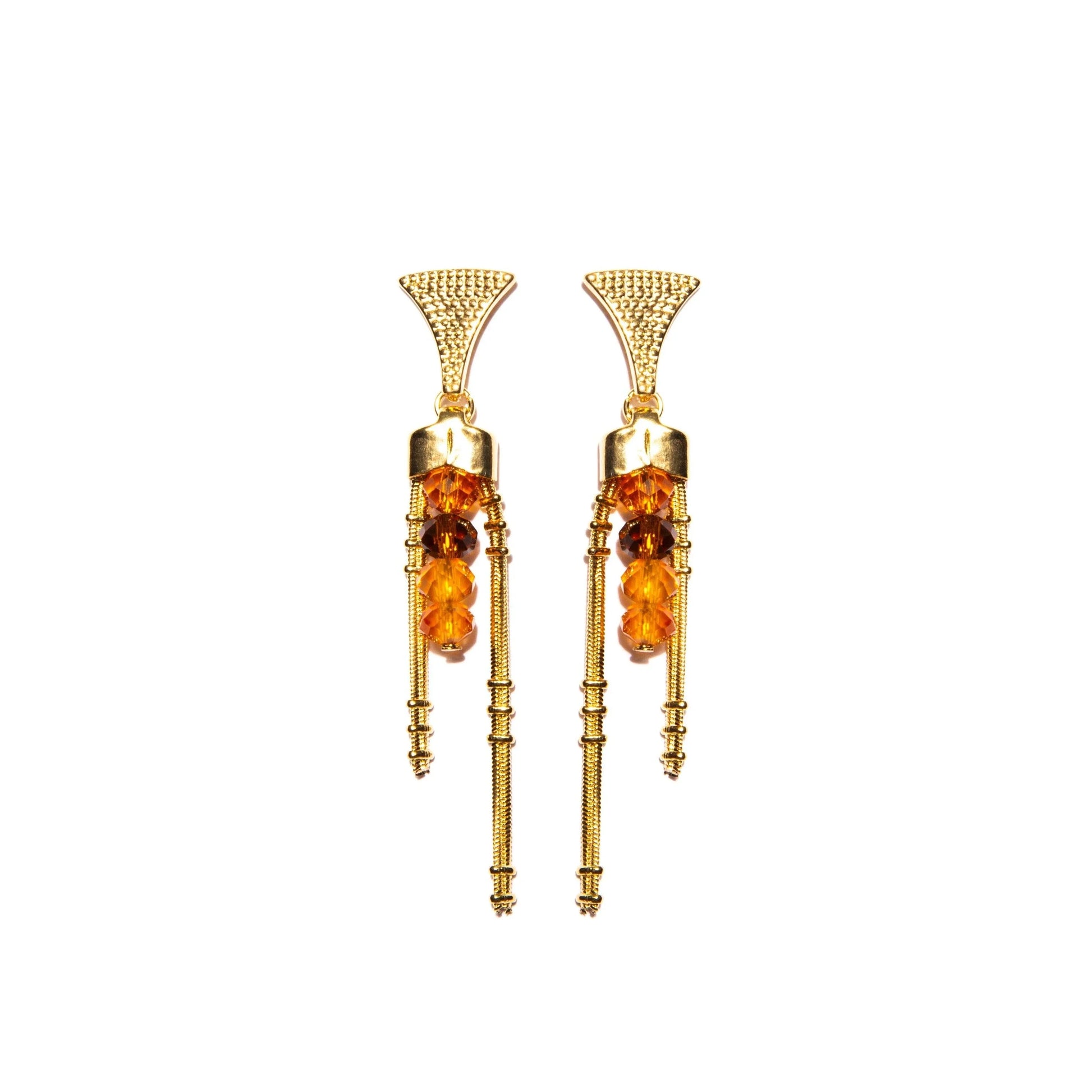Mãos da Terra Long Drop Crystal Earrings - Lachesis London