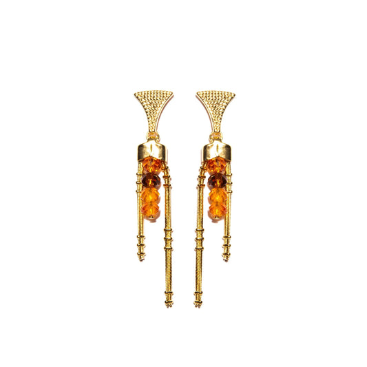 Mãos da Terra Long Drop Crystal Earrings - Lachesis London