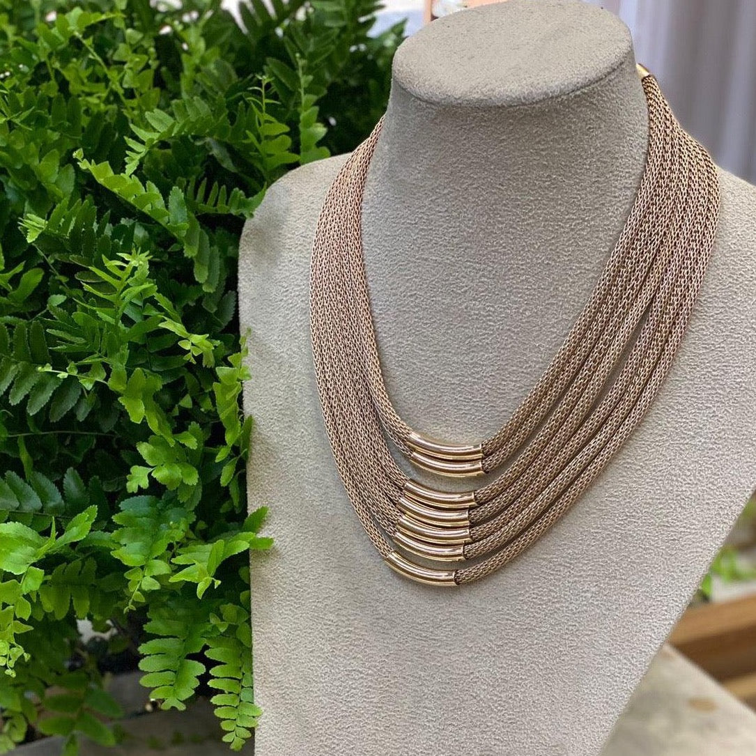 Mãos da Terra Mesh Aluminium Golden Necklace - Lachesis London