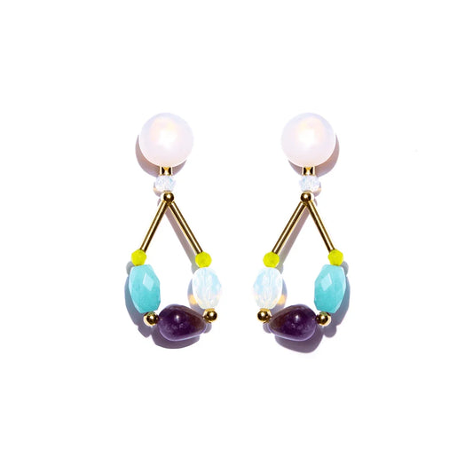 Mãos da Terra Multi Coloured White Agate Base Earrings - Lachesis London