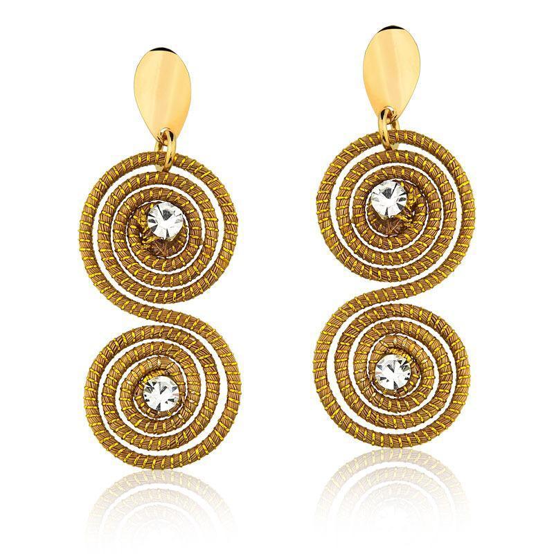 NEW - Golden Grass Swirls and Zirconia Earrings - Lachesis London