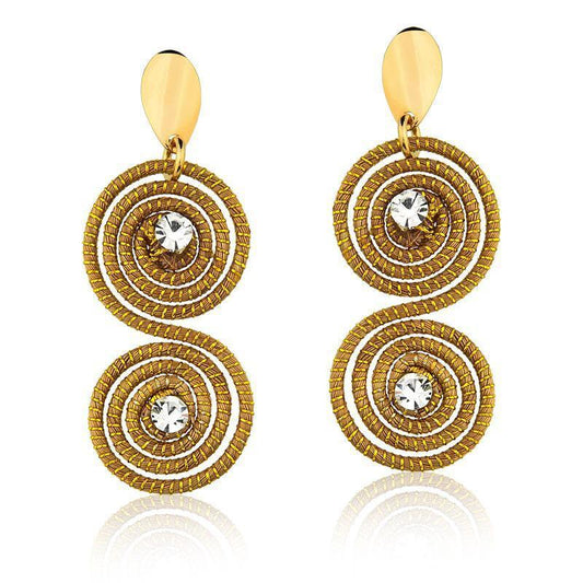 NEW - Golden Grass Swirls and Zirconia Earrings - Lachesis London