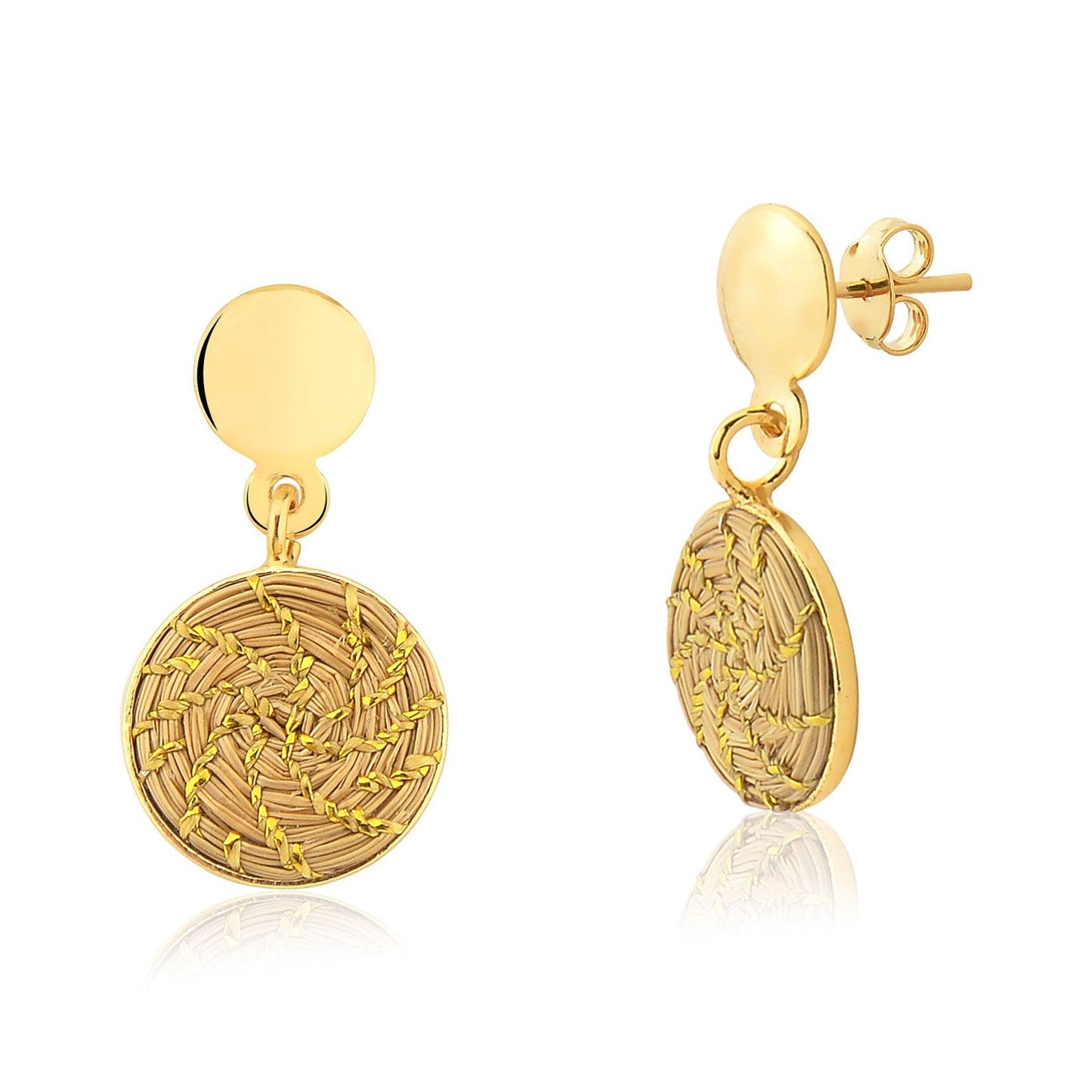 Golden Grass Mini Mandala Earrings