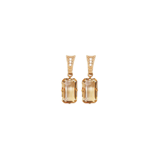 Lachesis Emerald-Cut Golden Citrine Earrings