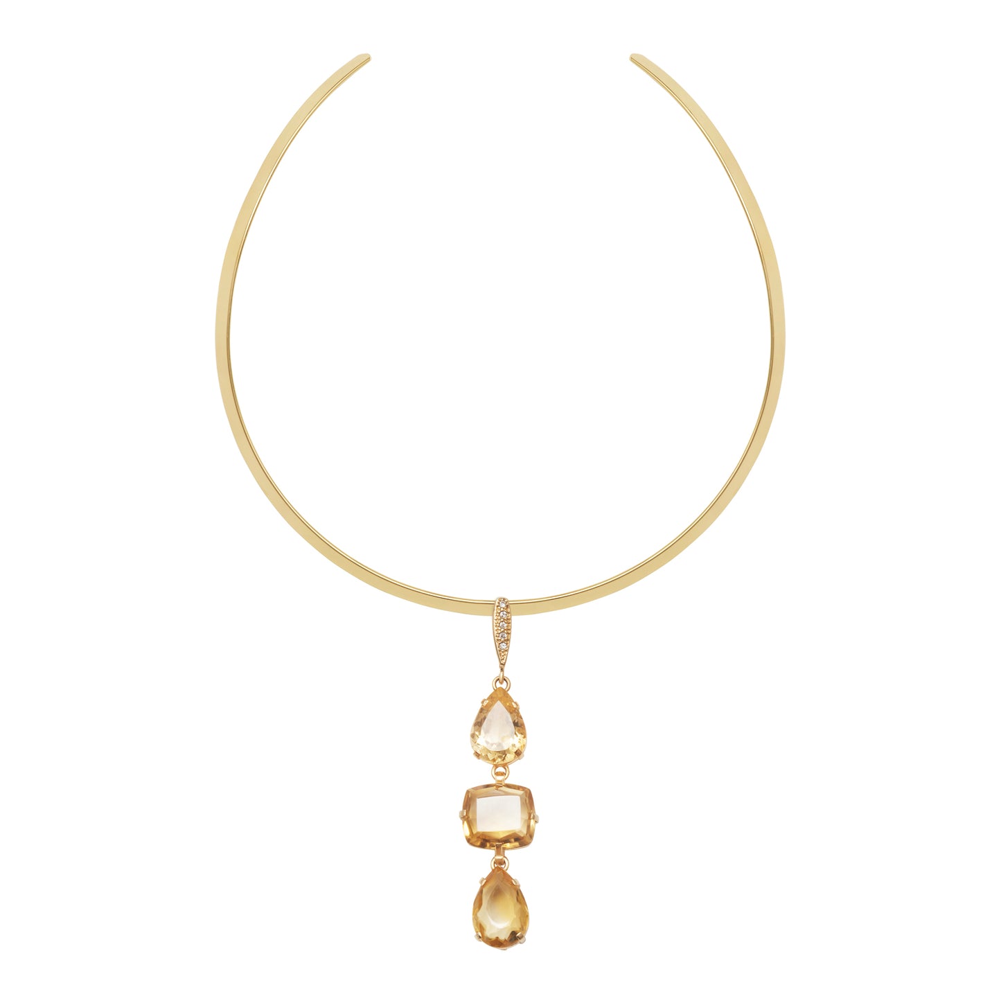 Lachesis Citrine Triad Gold Torque Necklace - Quattro