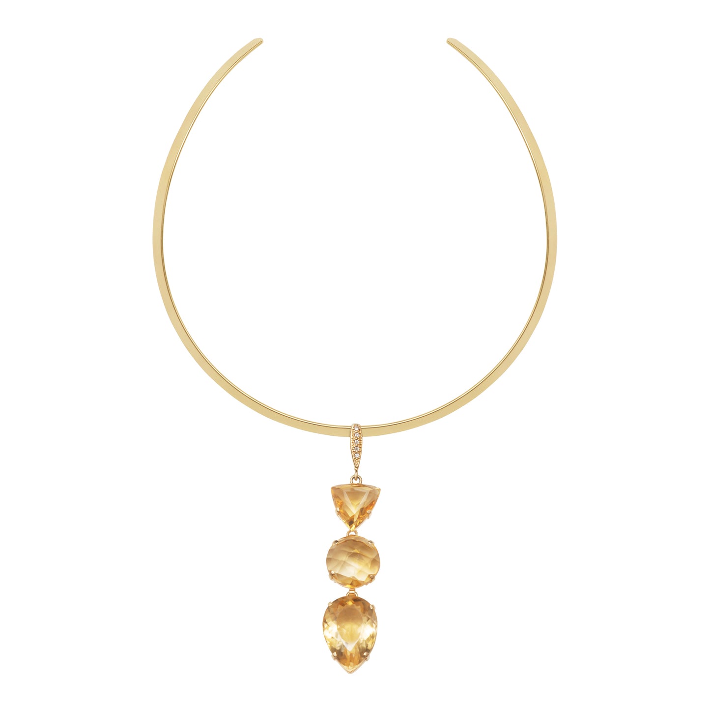 Lachesis Citrine Triad Gold Torque Necklace - Cinque