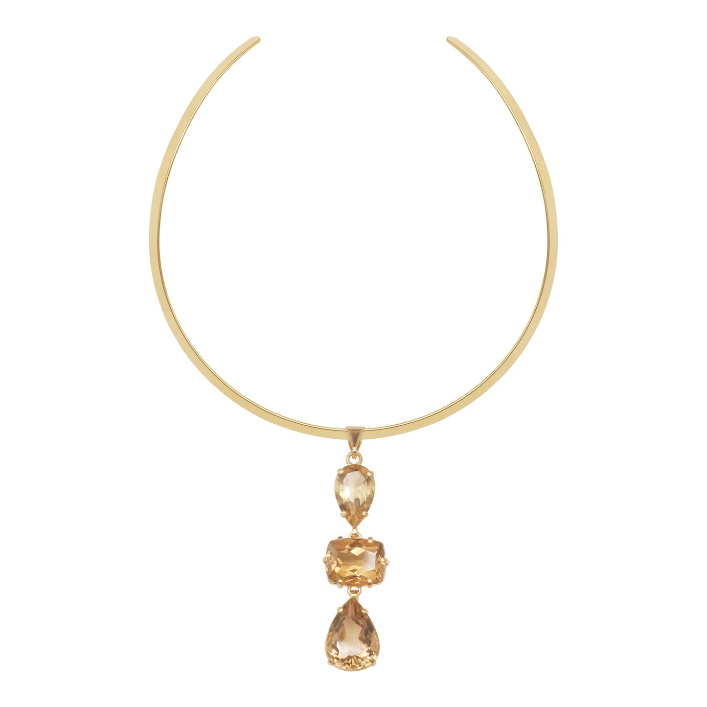 Lachesis Citrine Triad Gold Torque Necklace - Tre