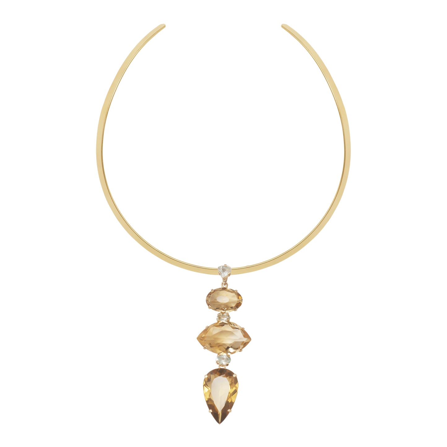 Lachesis Citrine Triad Gold Torque Necklace - Due