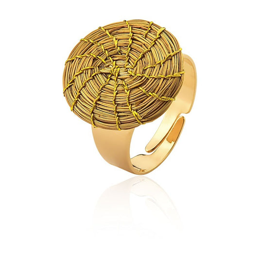 NEW - Golden Grass Mandala Ring