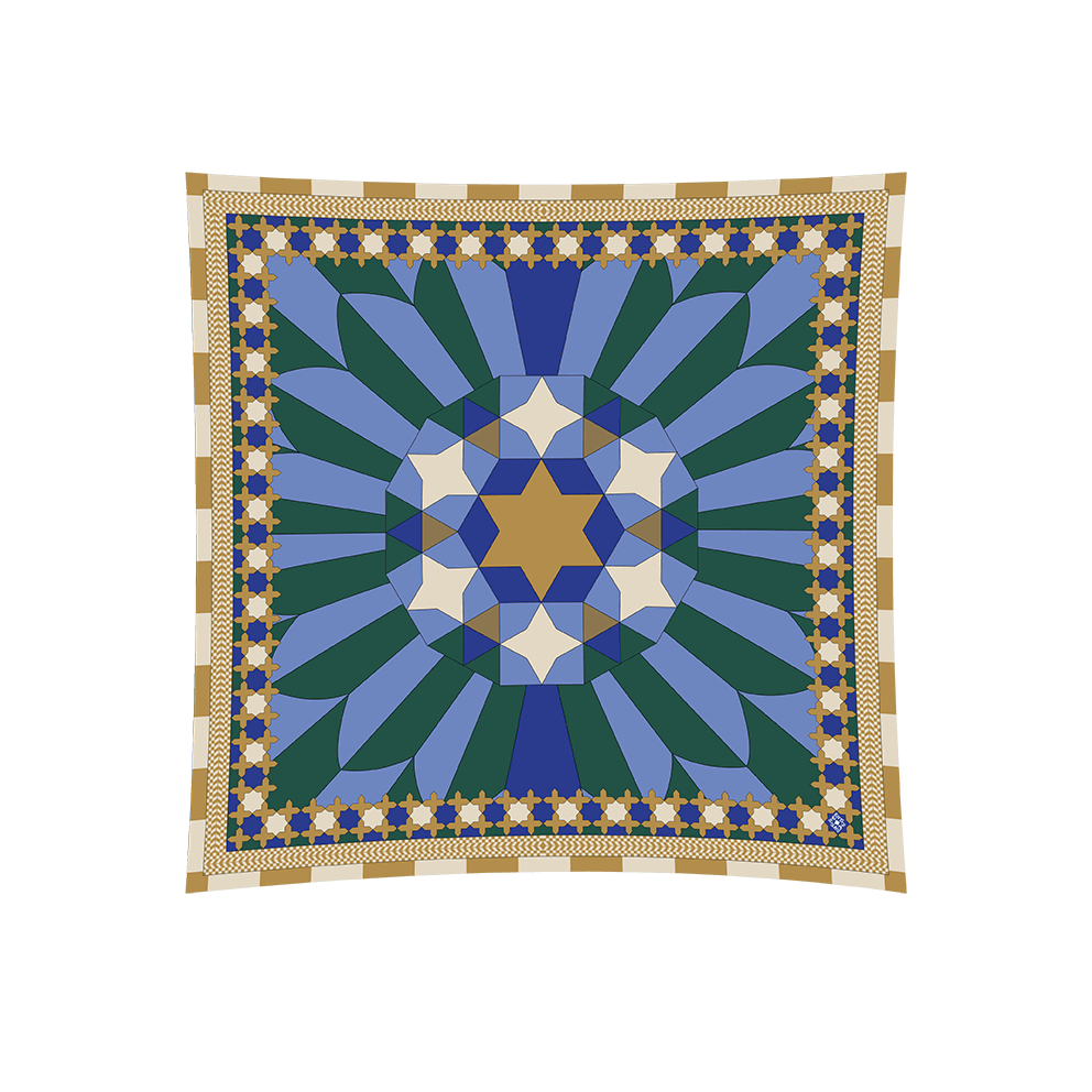 Pherahs Silk Twill Blue Scarf