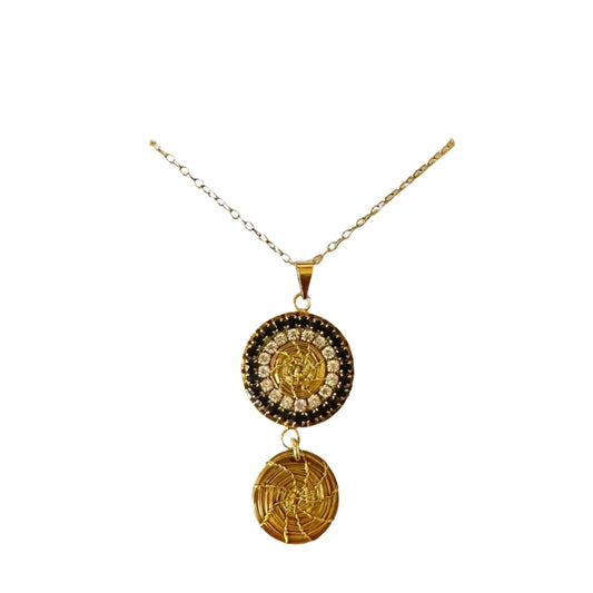 Golden Grass Black and White Zirconia Pendant Chain - Lachesis London 