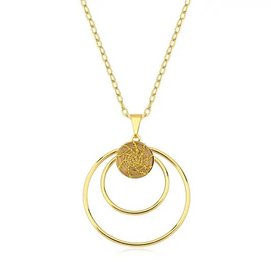 Golden Grass Double Circle and Mandala Pendant Chain - Lachesis London 