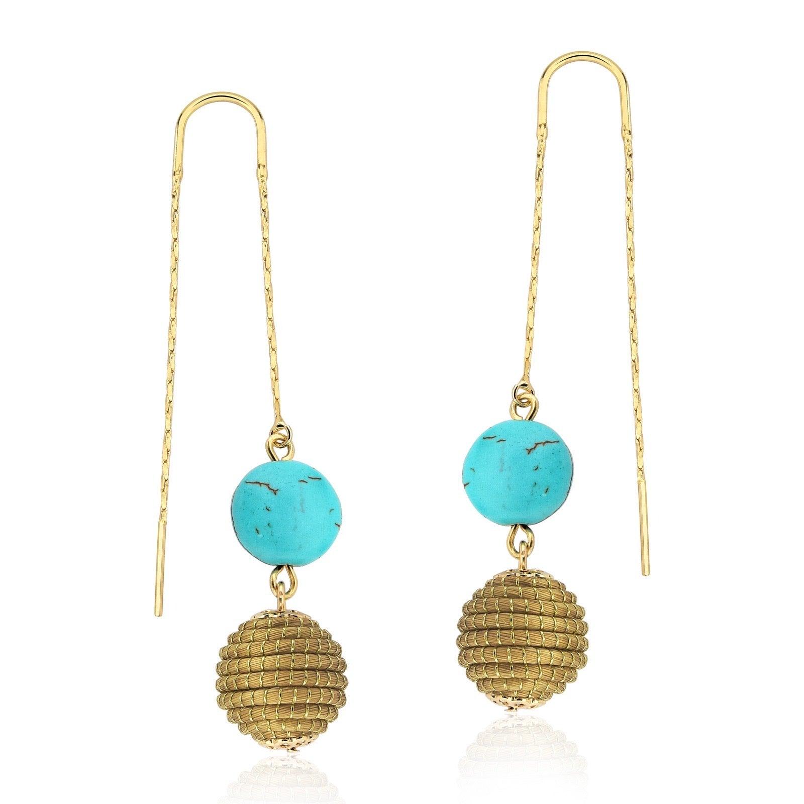 Golden Grass Sphere and Howlite Hook Earrings - Lachesis London 