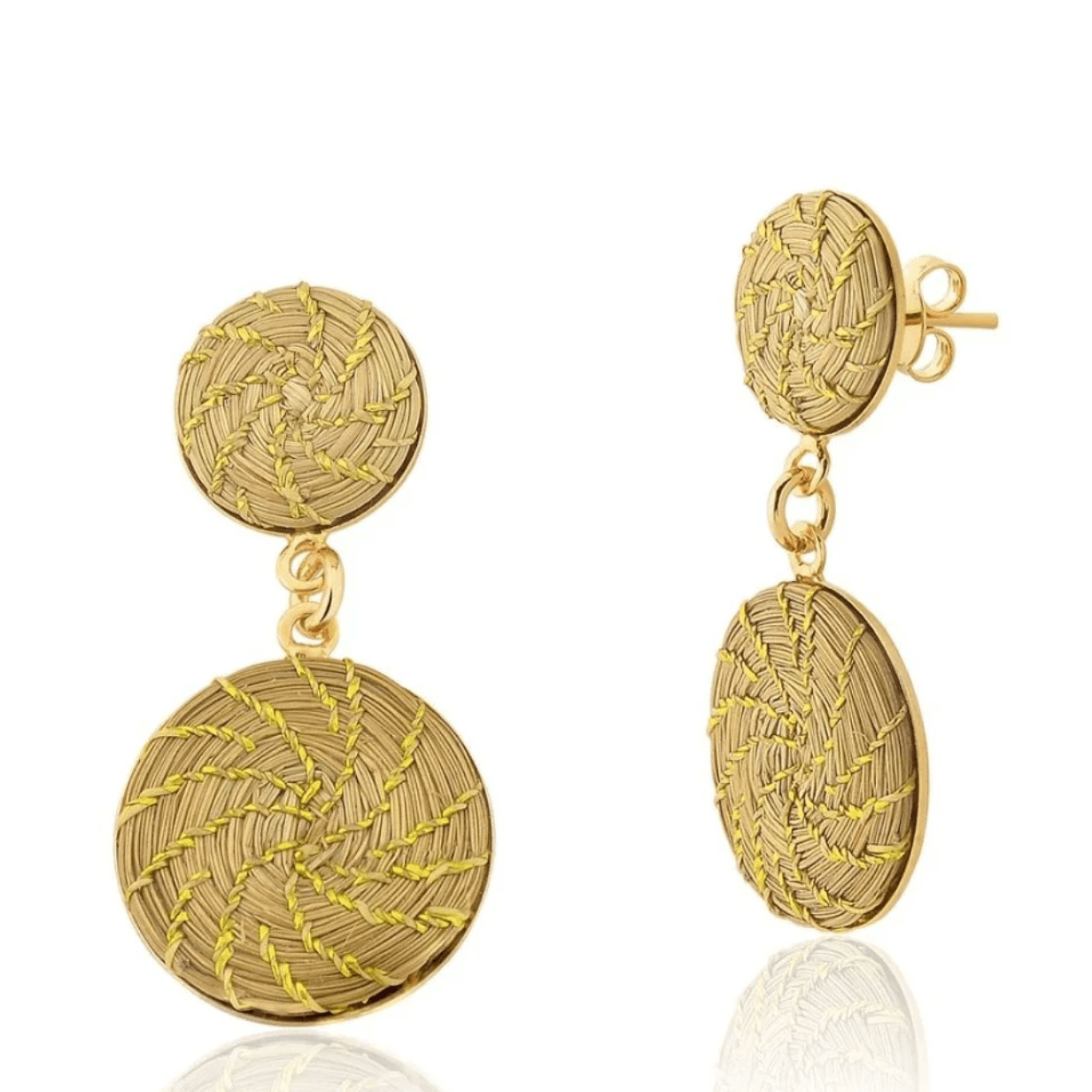 Golden Grass Two Petit Mandala Earrings - Lachesis London 