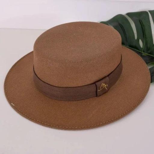 Lachesis by Malu Pires Boater Style Brown Hat - Medium Brim - Lachesis London 