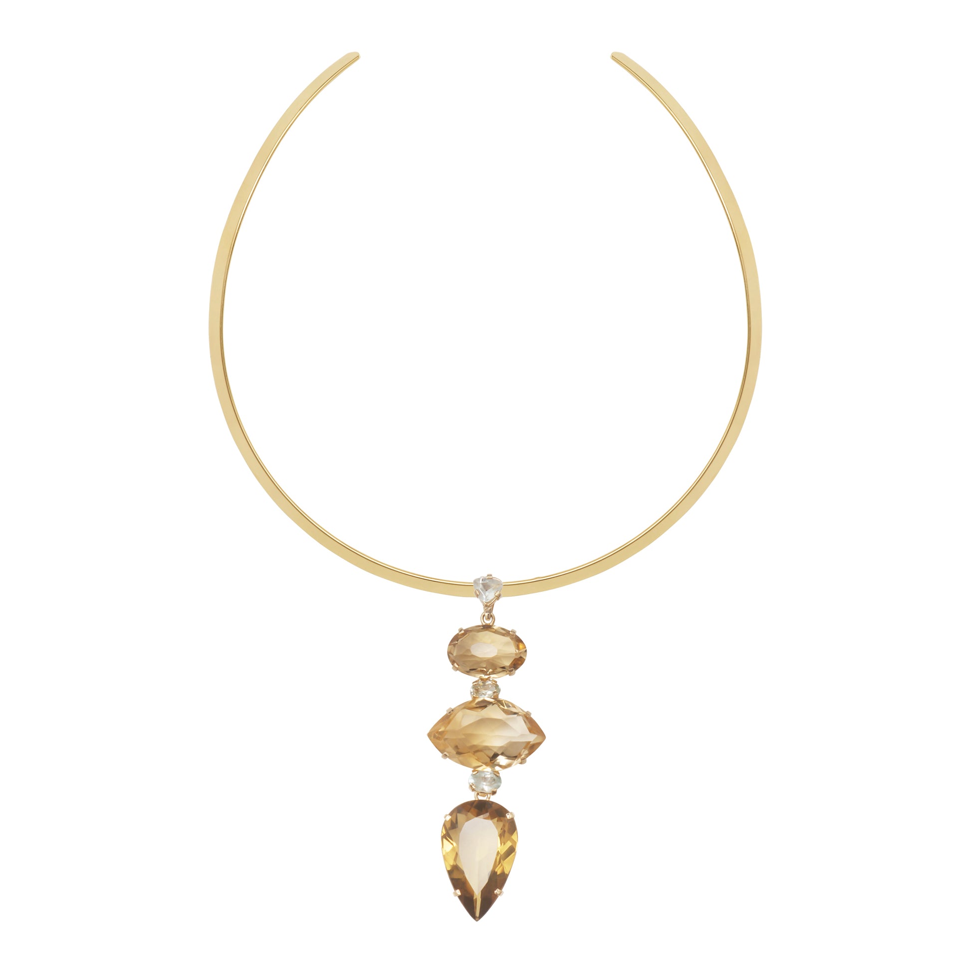 Lachesis Citrine Triad Gold Torque Necklace - Due - Lachesis London 