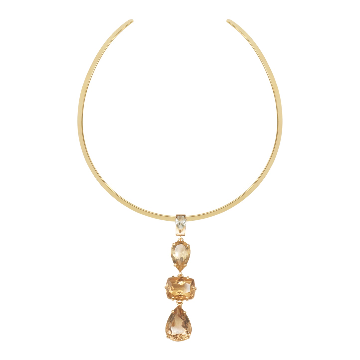 Lachesis Citrine Triad Gold Torque Necklace - Tre - Lachesis London 