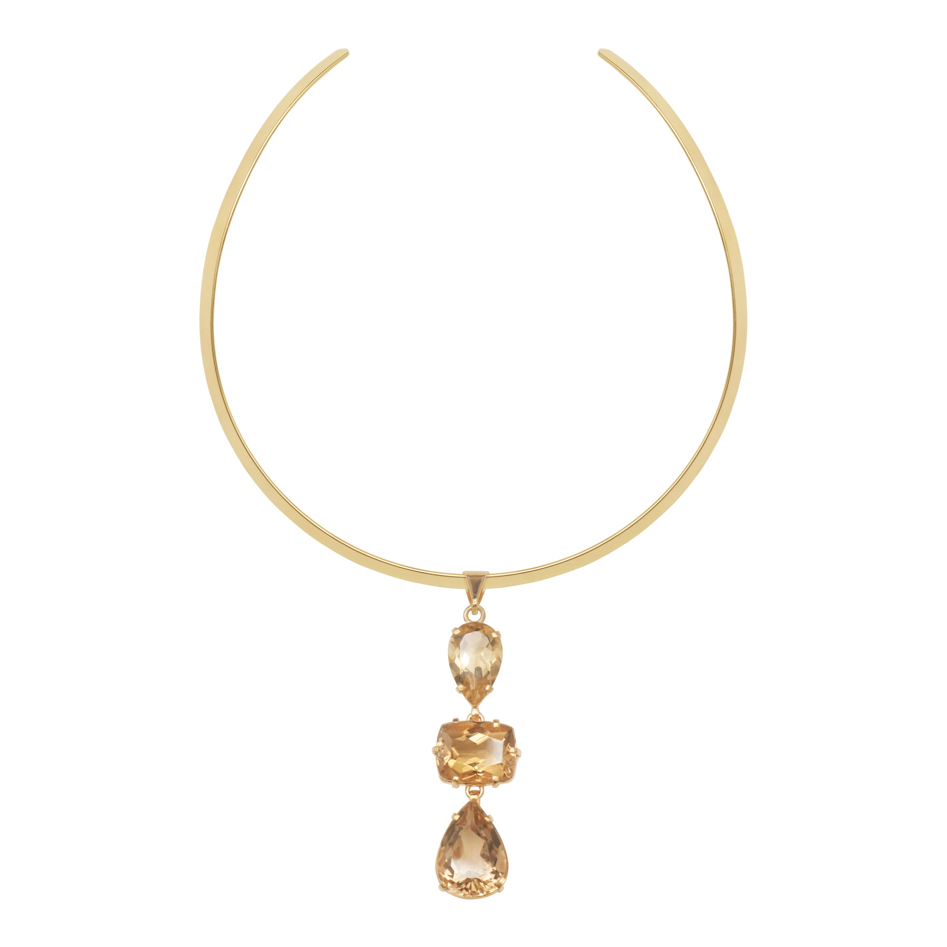 Lachesis Citrine Triad Gold Torque Necklace - Tre - Lachesis London 