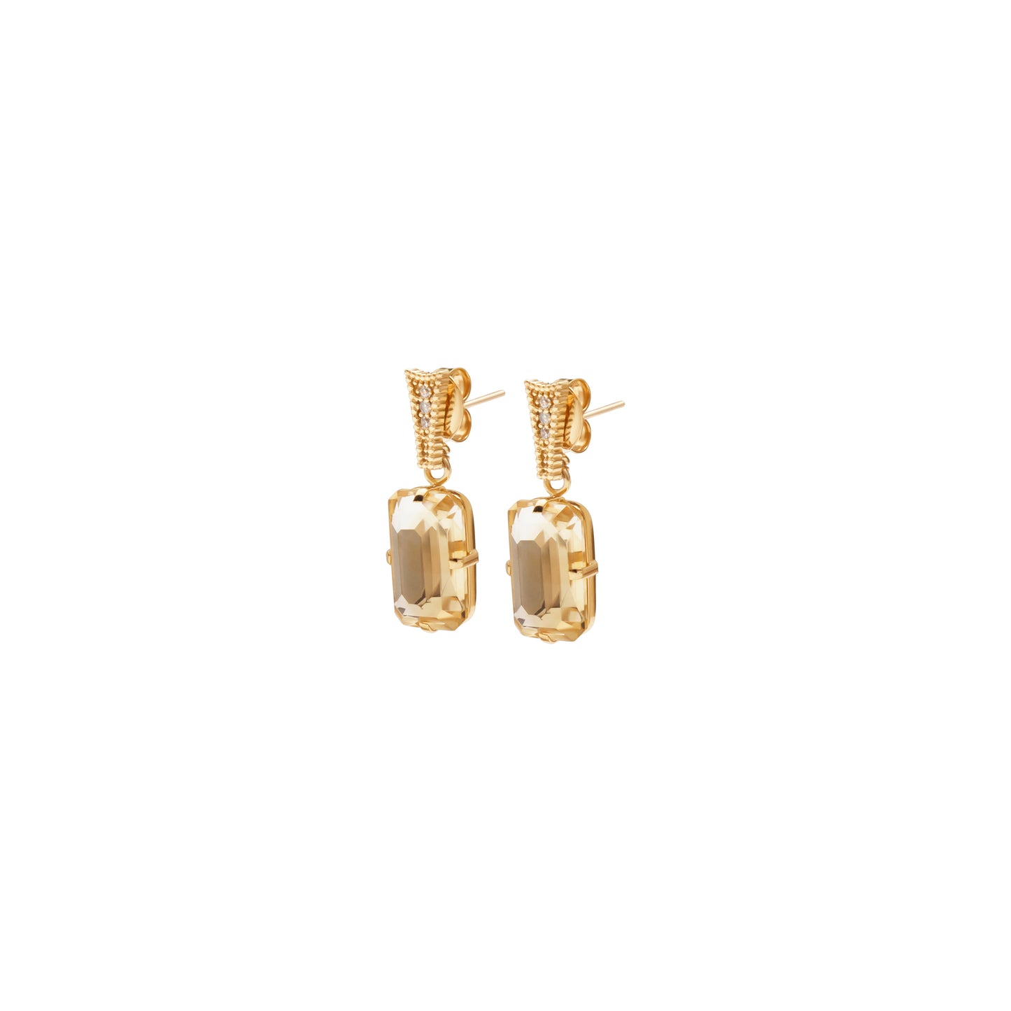 Lachesis Emerald-Cut Golden Citrine Earrings - Lachesis London 