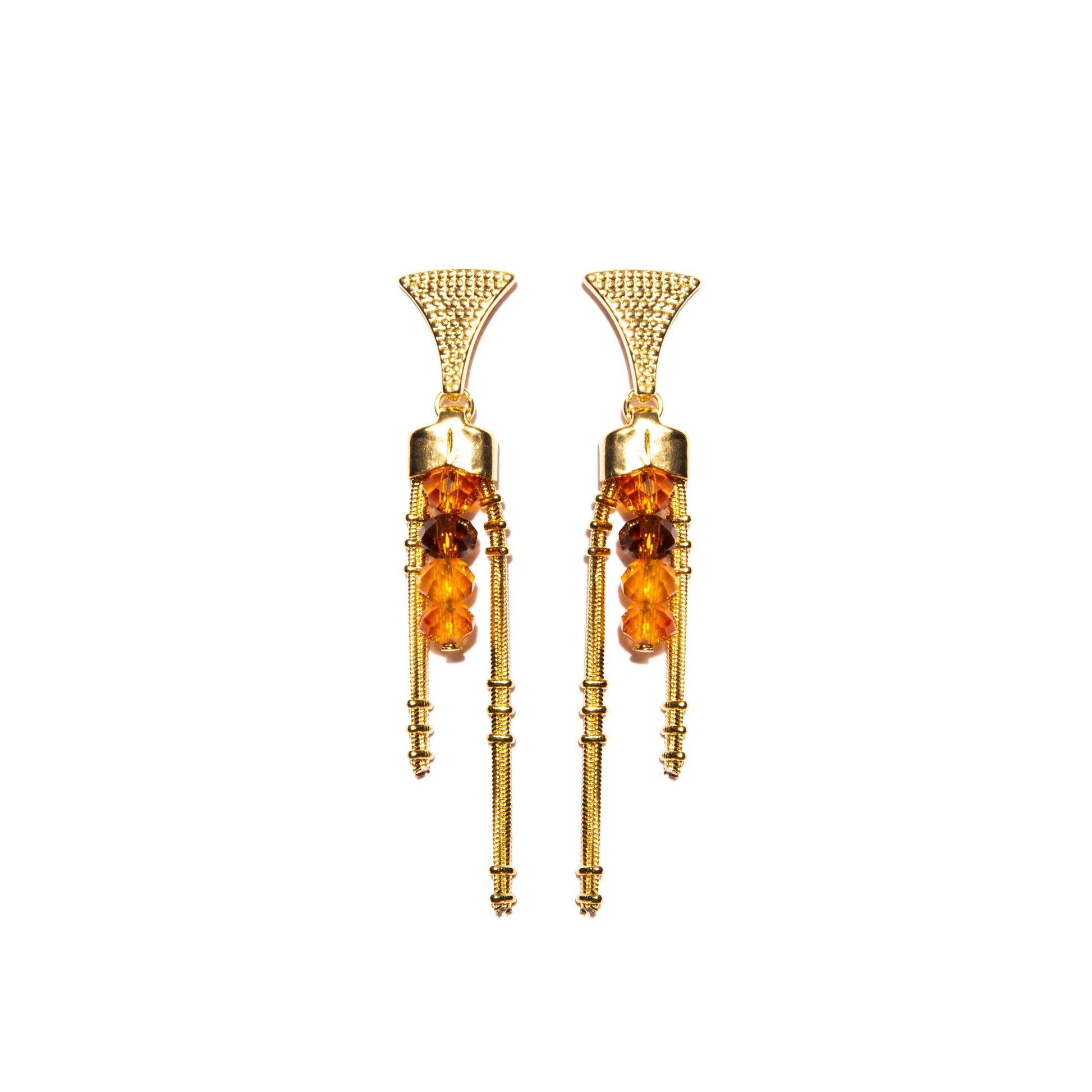 Mãos da Terra Long Drop Crystal Earrings - Lachesis London 