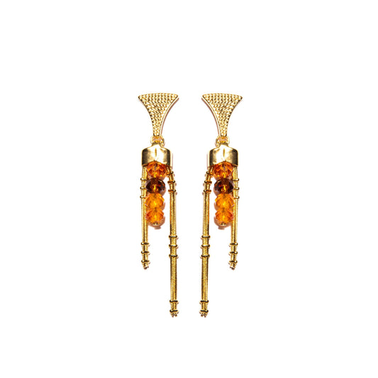 Mãos da Terra Long Drop Crystal Earrings - Lachesis London 