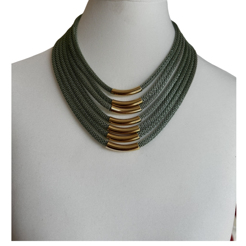 Mãos da Terra Mesh Aluminium Golden Necklace - Lachesis London 