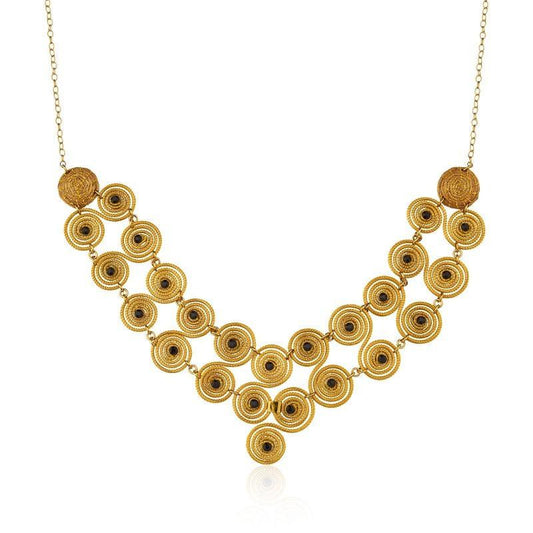 NEW - Golden Grass Black Baroque Necklace - Lachesis London 