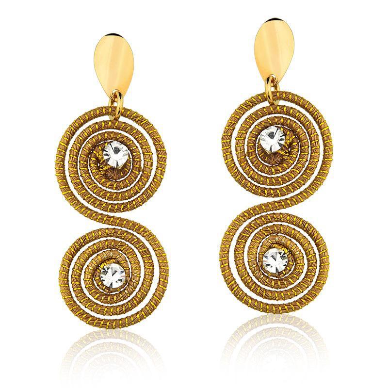 NEW - Golden Grass Swirls and Zirconia Earrings - Lachesis London 